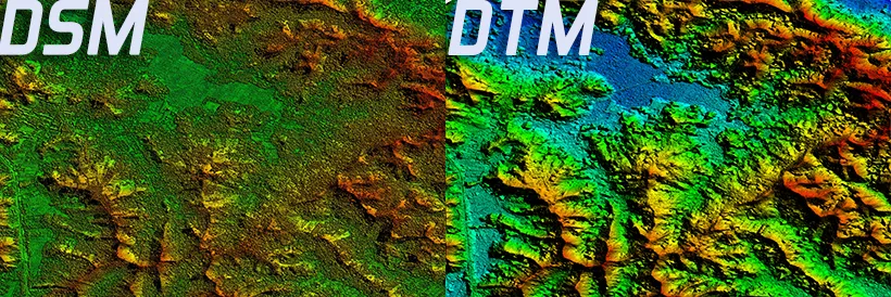 Sample DSM ( Digital Surface Model ) & DTM ( Digital Terrain Model )  dsm dtm